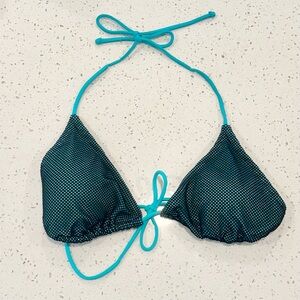 No Boundaries Teal and Black Mesh Bikini Top - Size: Extra Large